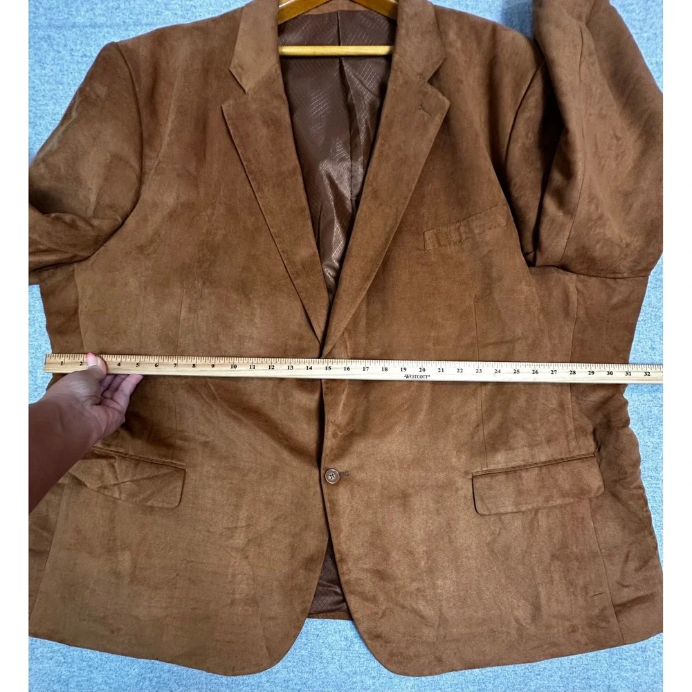KS Signature Blazer Mens 62 Big Camel Brown Faux Suede Sport Coat 63-0754-0